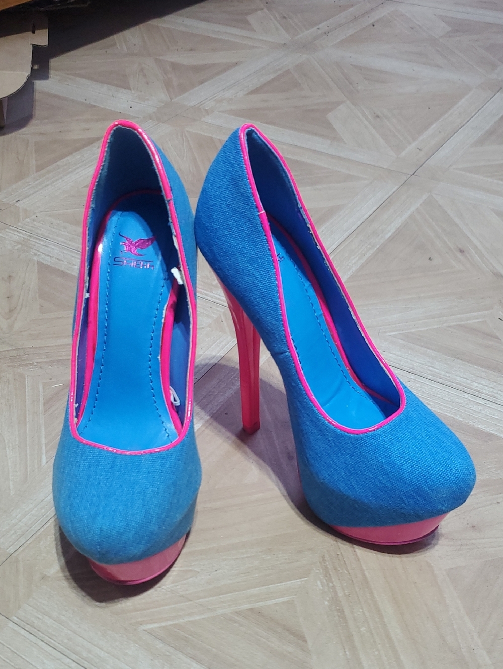 Blue and Pink High Heel Pumps for Women, Brand New, Displays.